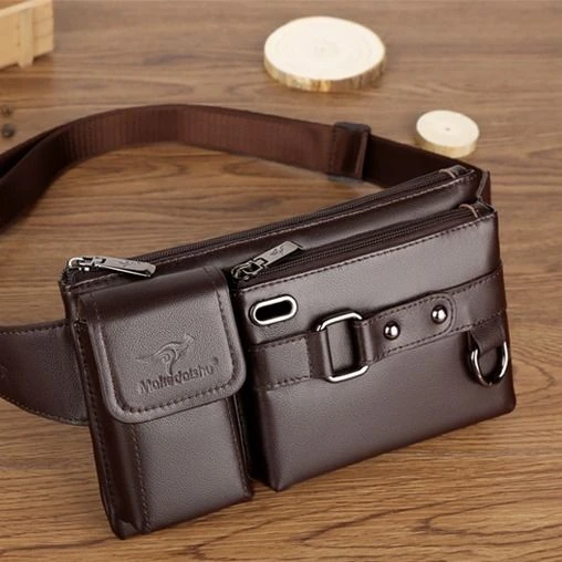 软皮新款男士腰包男包户外斜挎包时尚简约多功能胸包肩包大容量