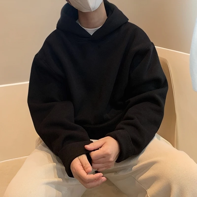 爆款300斤秋冬重磅连帽宽松男加绒春秋美式潮牌加厚外套硬汉痞帅