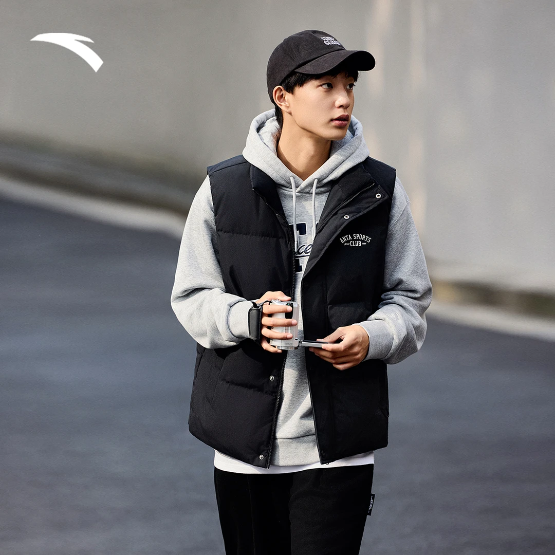 安踏户外羽绒服马甲男士2024冬季新款立领鸭绒保暖背心152448901