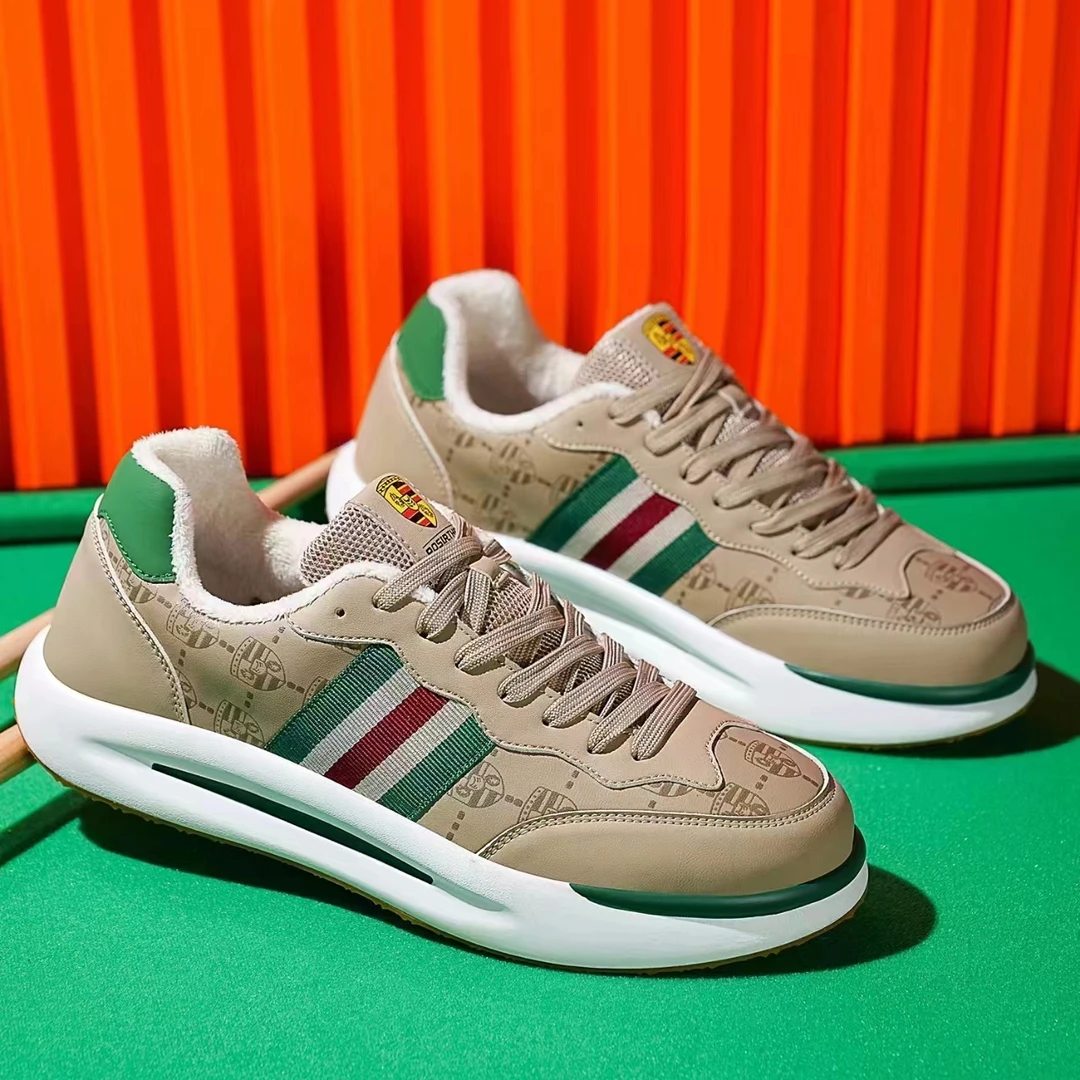 保时捷新款加绒加厚皮面板鞋男女时尚休闲亲肤保暖软底潮鞋【LL】