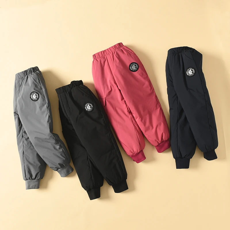 2024新款儿童羽绒裤男童女童外穿保暖白鸭绒中大童加厚工装裤子冬