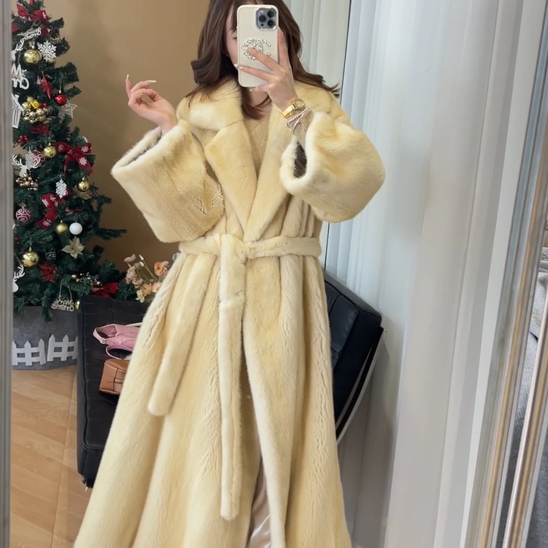 貂小姐【冬日战袍】新款冬整貂天鹅绒貂皮大衣女水貂毛