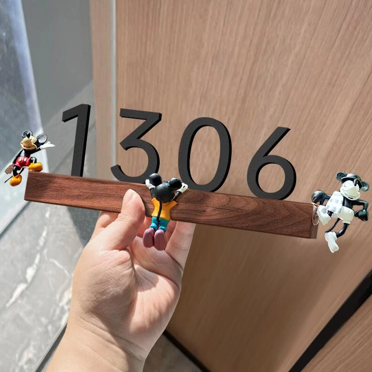 创意亚克力门牌号码牌家用发光轻奢个性门牌号定制房间房号牌卡通