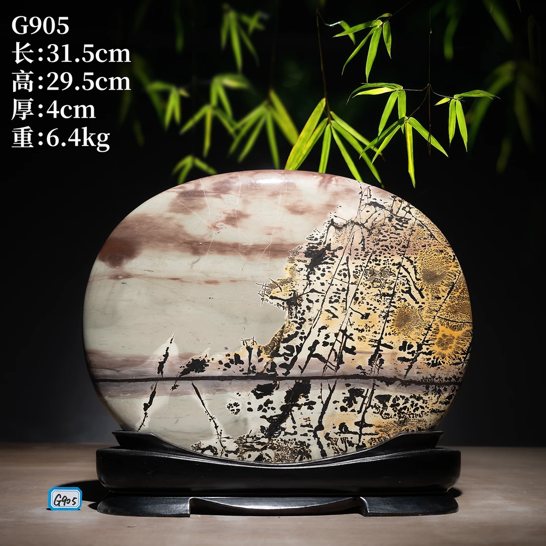 天然观赏石头国画石草花石图案石奇石摆件圆石送礼佳品G905