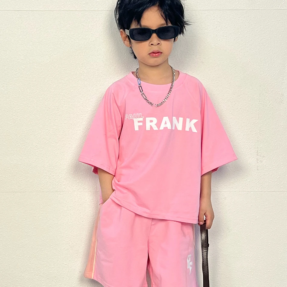 【103】大嘴猴粉红儿童休闲夏季时尚透气POLO短T恤套装