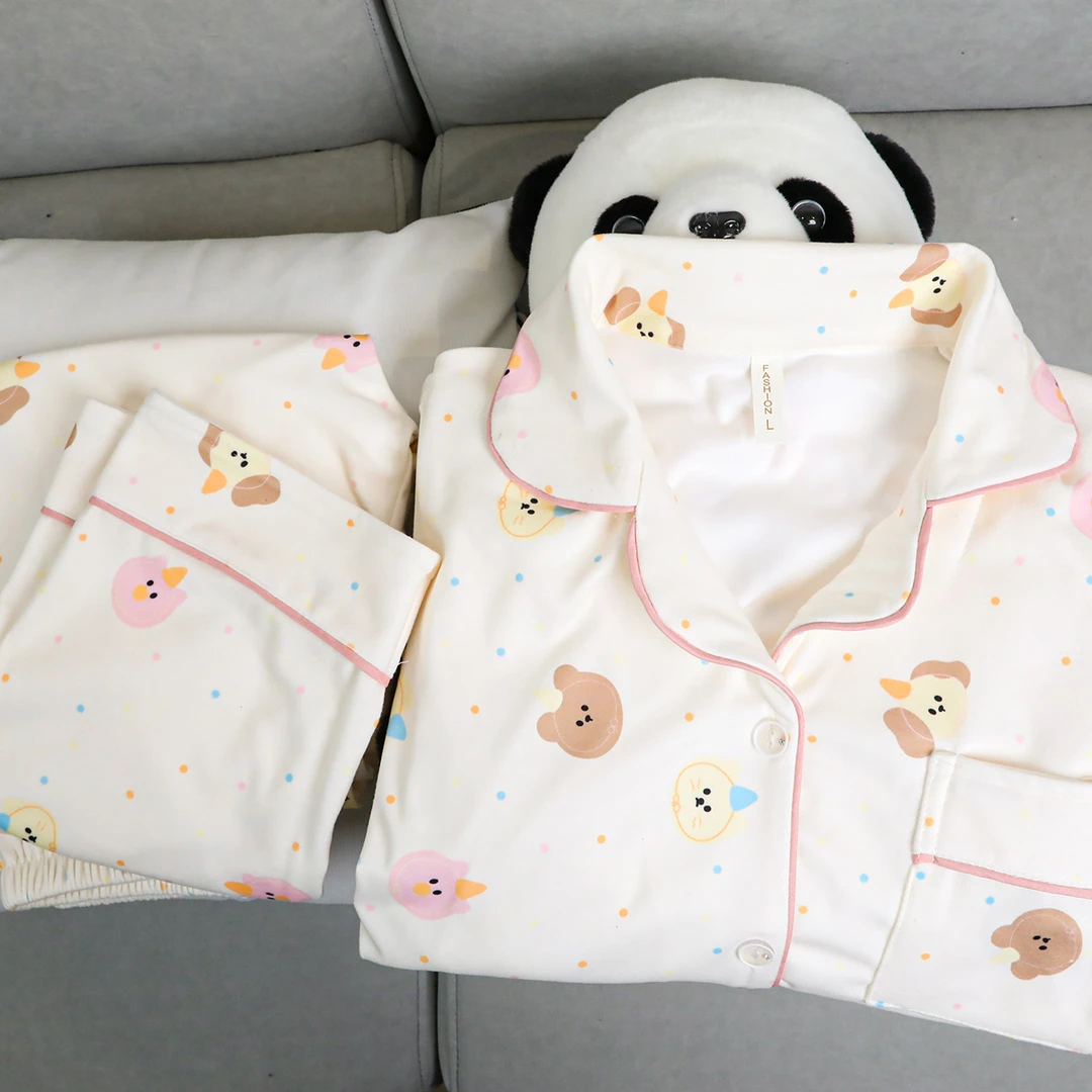 秋冬新款德绒加绒加厚卡通印花睡衣女可外穿家居服