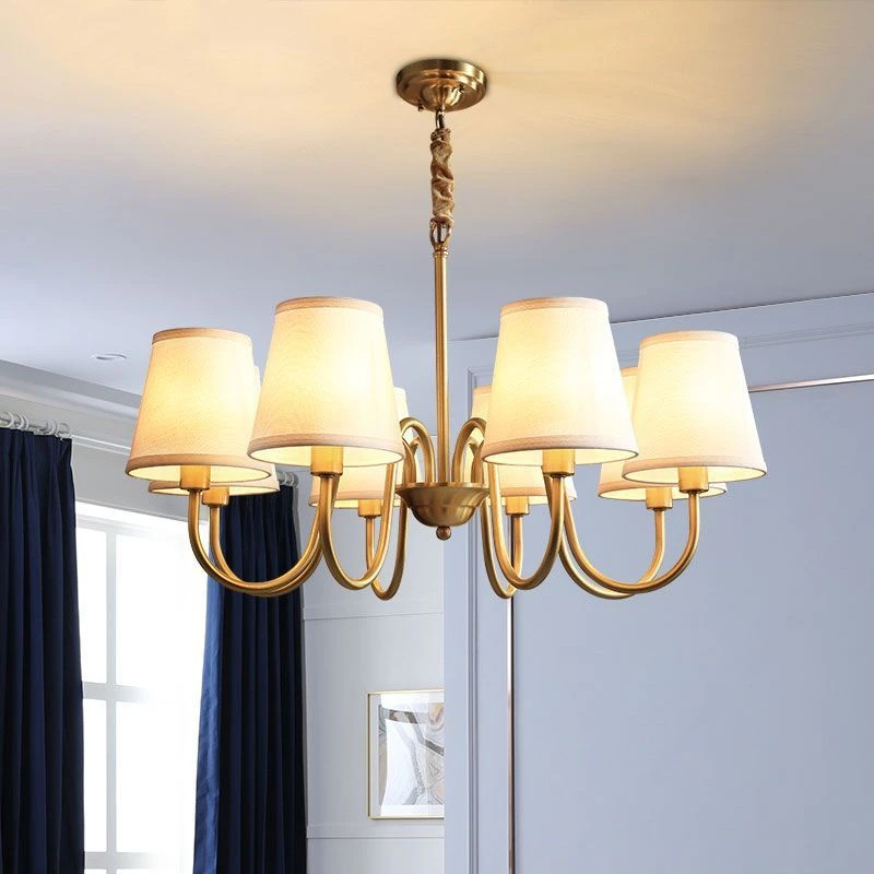 美式吊灯全铜灯简约创意客厅灯卧室灯大气乡村餐厅灯温馨全铜灯具