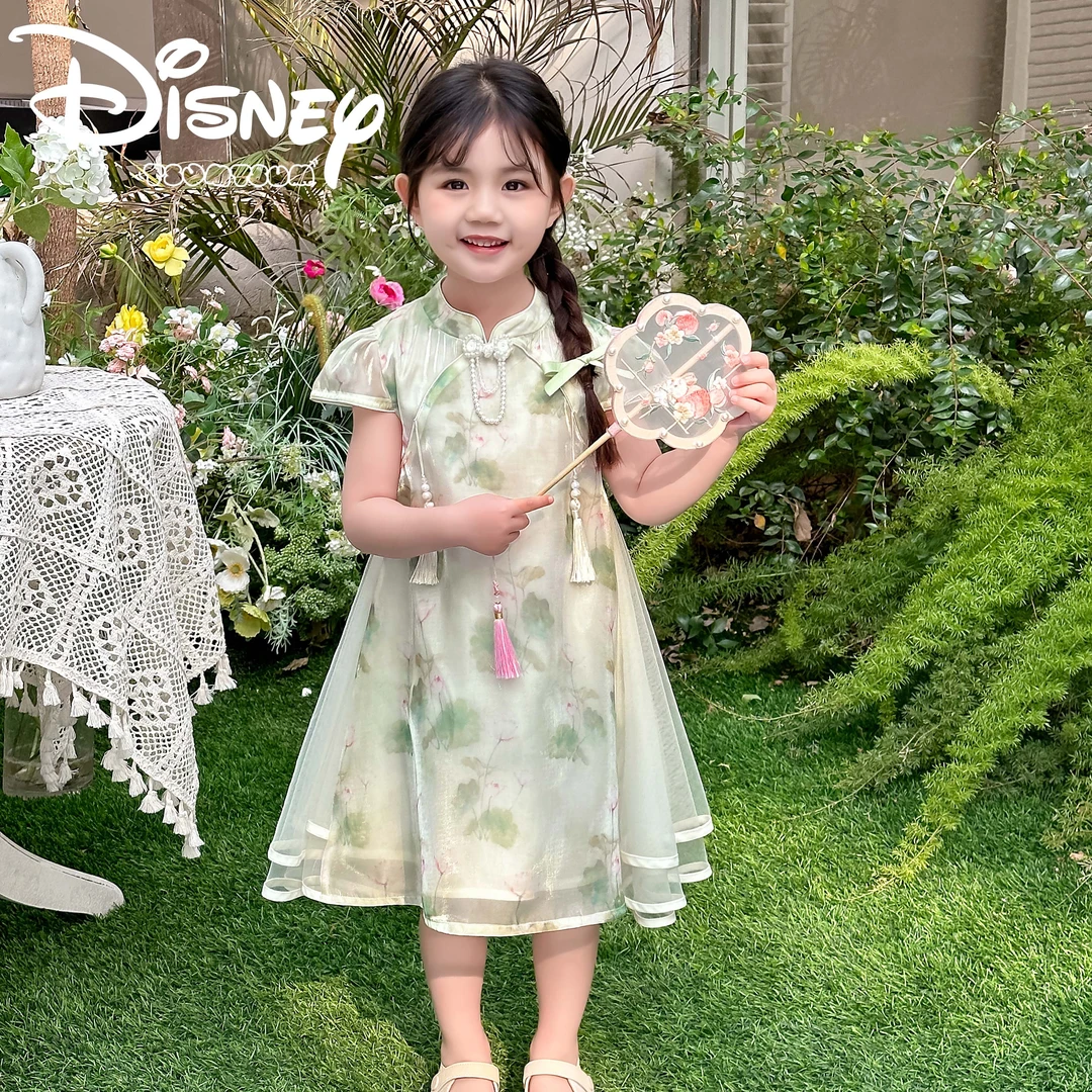 【毛毛】2024新款迪士尼夏季连衣裙X2225女童儿童印花中国风
