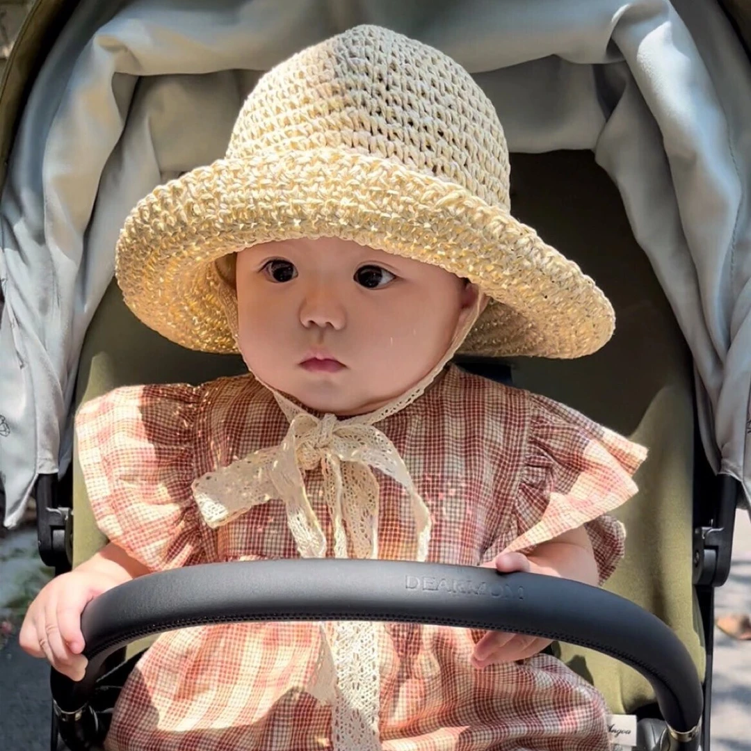 儿童帽子夏季薄款宝宝女童渔夫帽婴儿亲子遮阳帽防晒草帽海边沙滩