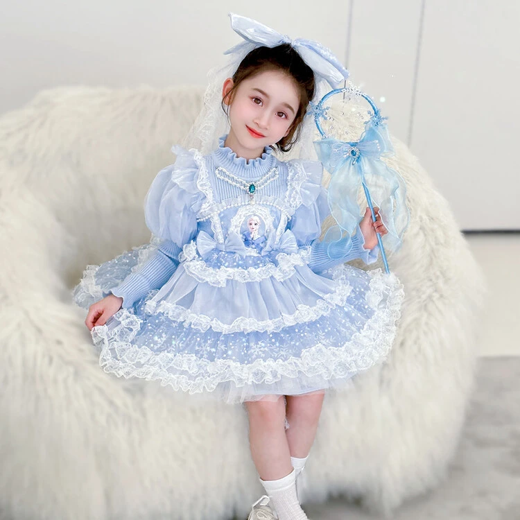 艾莎洛丽塔毛衣裙公主裙冬季2024新款洋气儿女孩生日裙