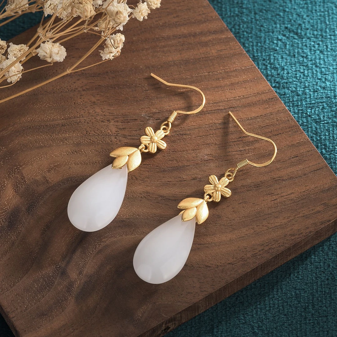 盛铃兰 925银耳饰 唯美新中式水滴形耳环长款流苏古风气质百搭