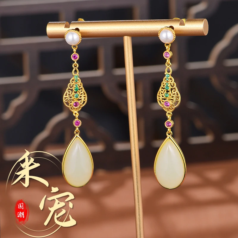 925银耳饰 【重工】采诗纯银耳饰新中式国潮风水滴耳坠百搭马面裙女