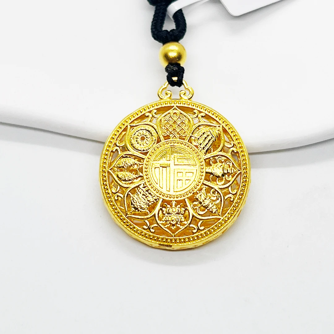 足金999 八宝罗盘吊坠 古法