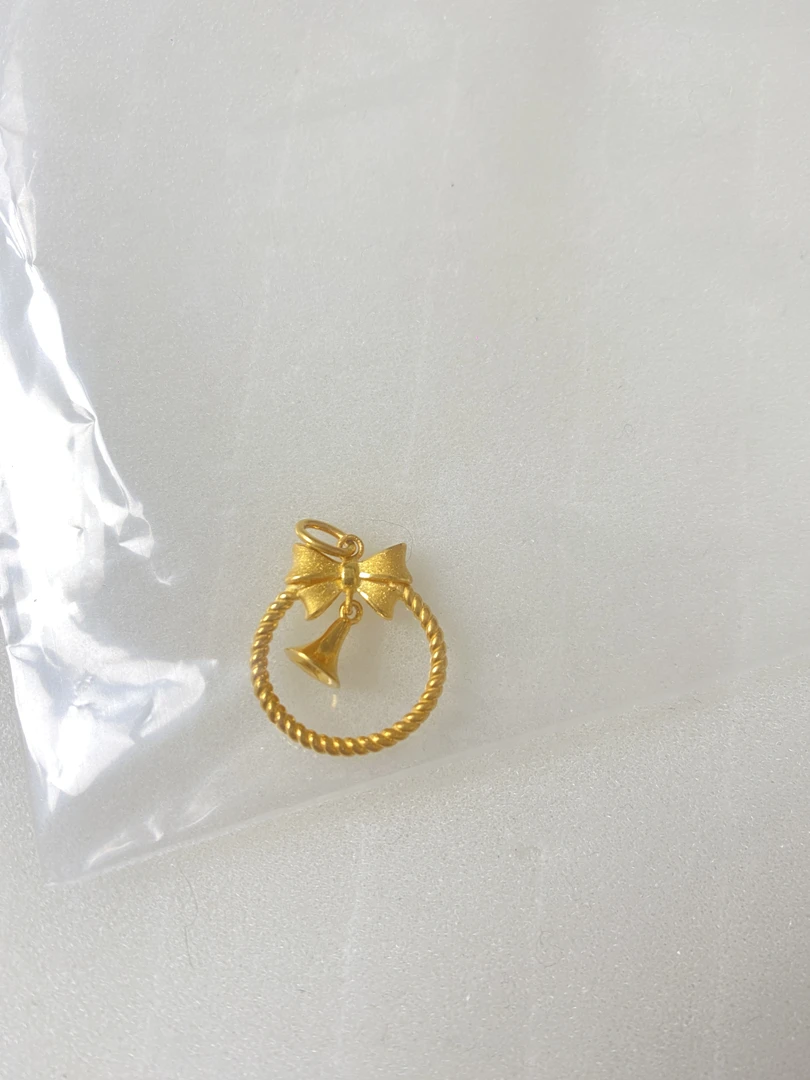 足金999 圣诞蝴蝶结铃铛