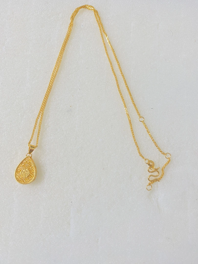 足金999 福字花丝水滴套链 肖邦M,