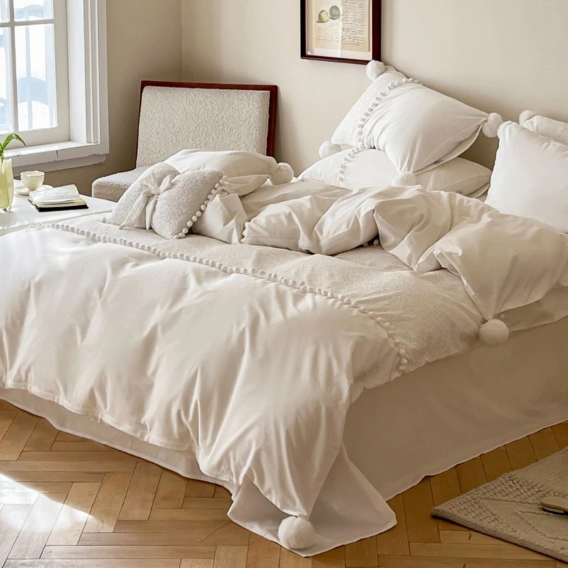 【好漂亮~】仙气全棉水洗棉四件套公主风纯色少女心网红纯棉床单