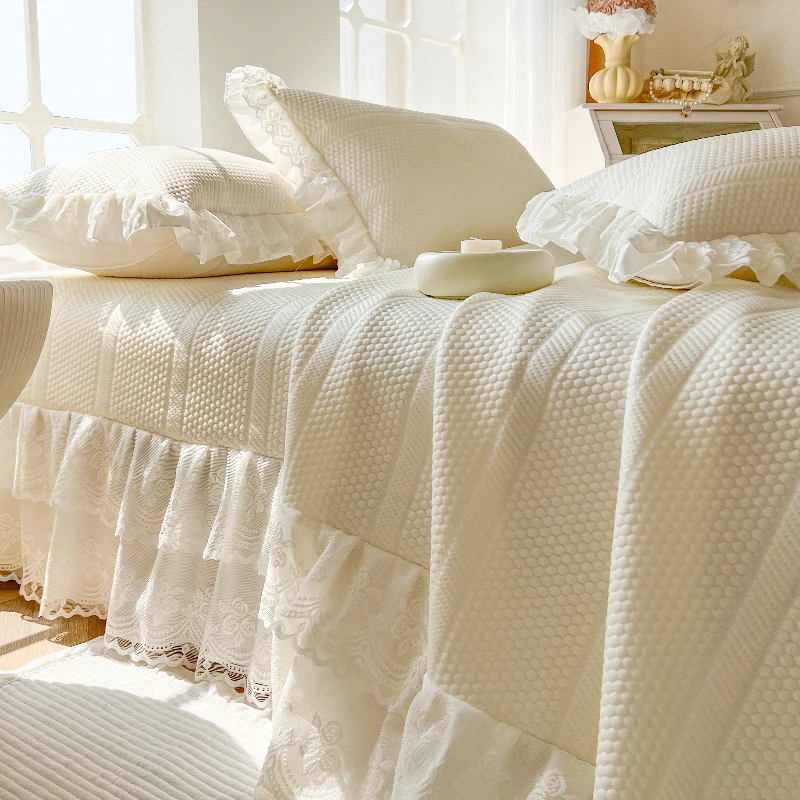 夏季凉感丝豆豆冰丝席凉席三件套夏天可水洗机洗床盖夏凉被四件套