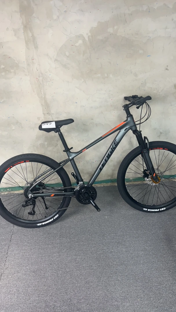 誊克TENGK灰橘色26寸30速补土铝架油刹山地车