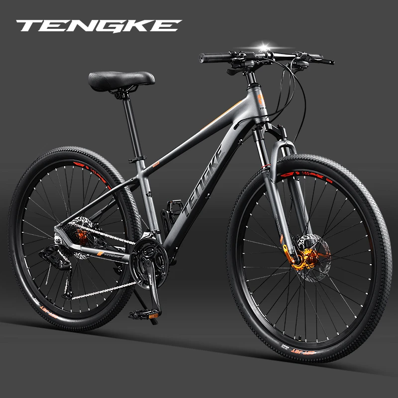 海阔天空誊克TENGKE灰橘补土27.5寸27速油刹铝架山地车