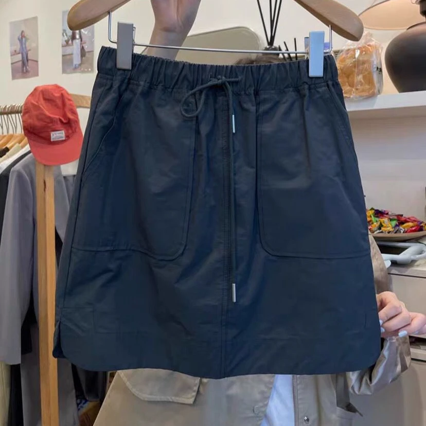 韩国东大门夏装新款甜辣抽绳松紧腰显瘦小众半身裙女a字包臀短裙