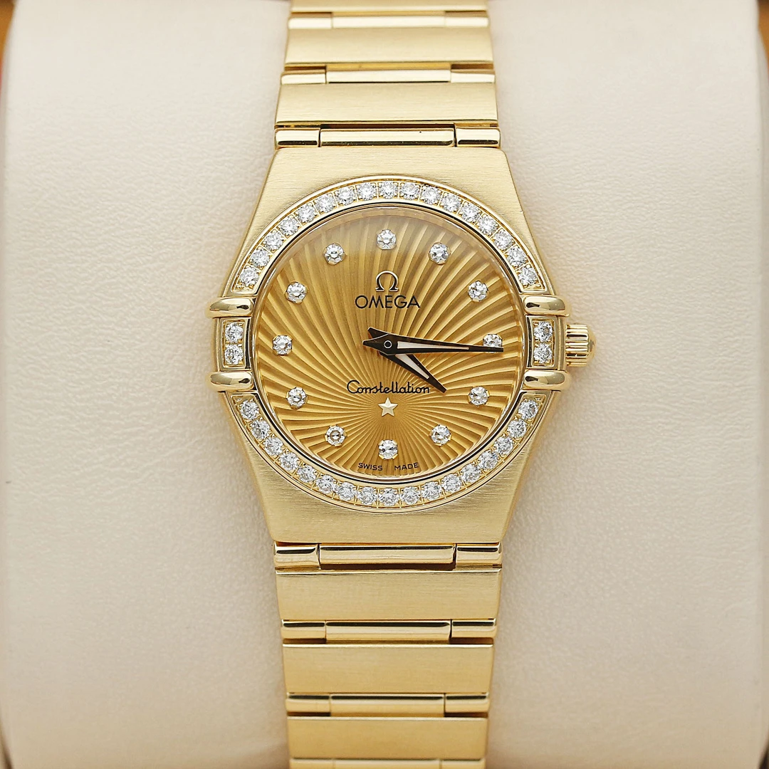 99新 Omega/欧米茄 星座/18k金原镶钻/石英女表/26mm