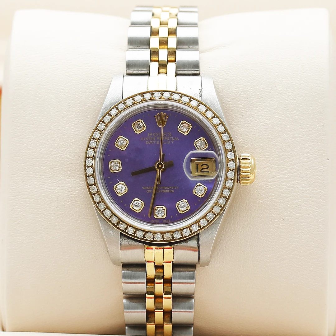 99新 Rolex/劳力士 日志型69173/自动机械/26mm/间黄金后镶钻