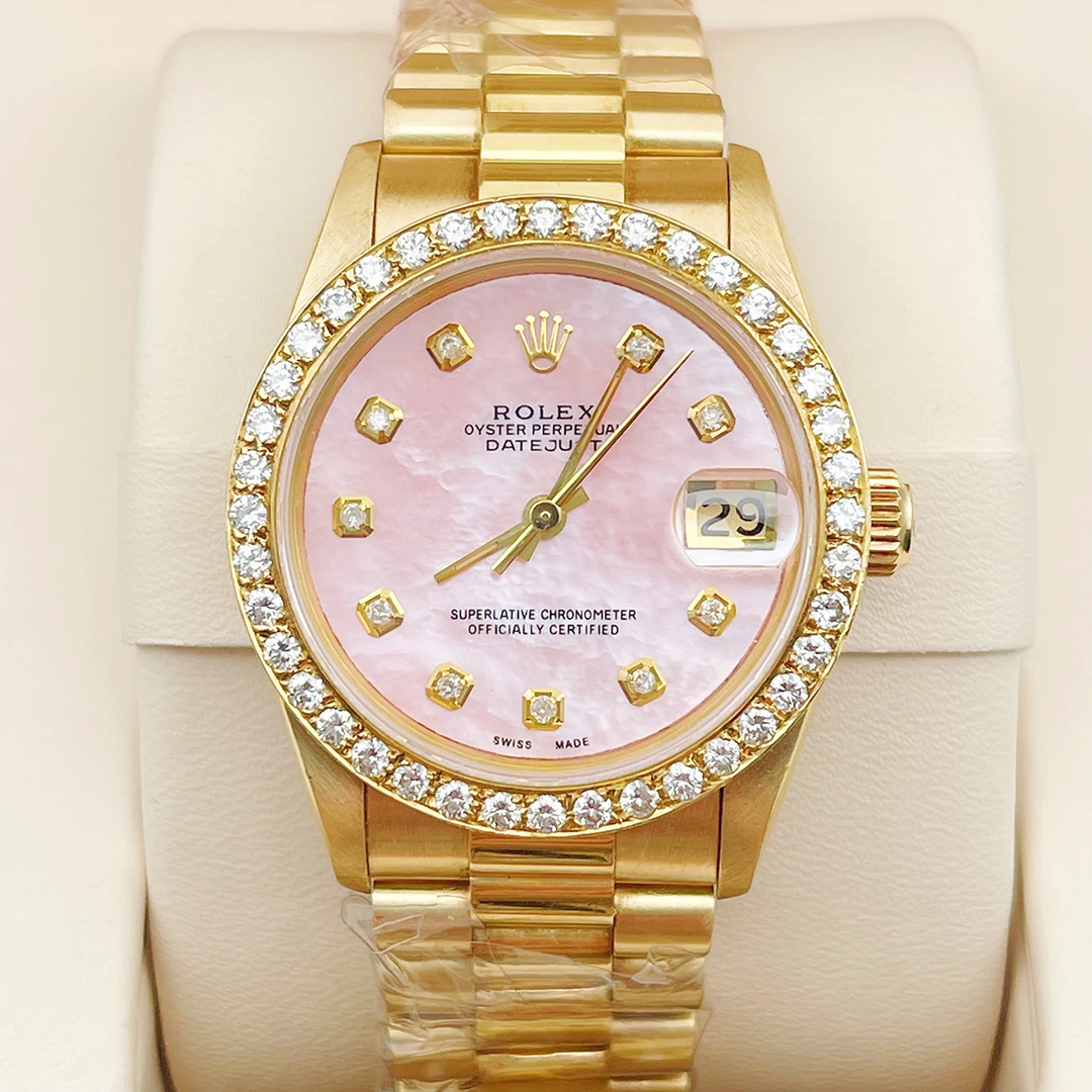 99新 Rolex/劳力士 女装日志68278/18k黄金/31自动机械女表/后钻