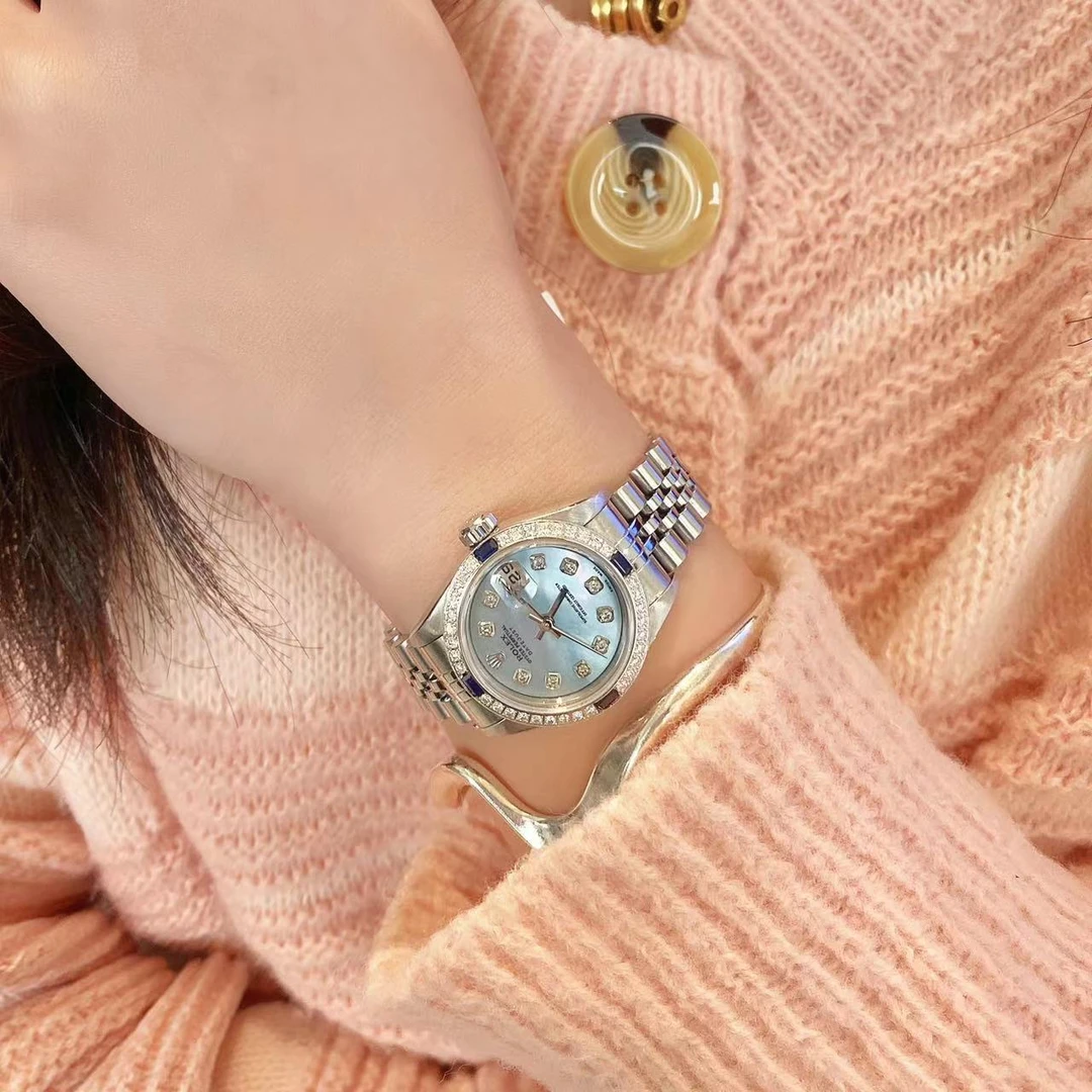 99新 Rolex/劳力士 日志型蓝盘69174/26mm/自动机械女/后镶钻单表