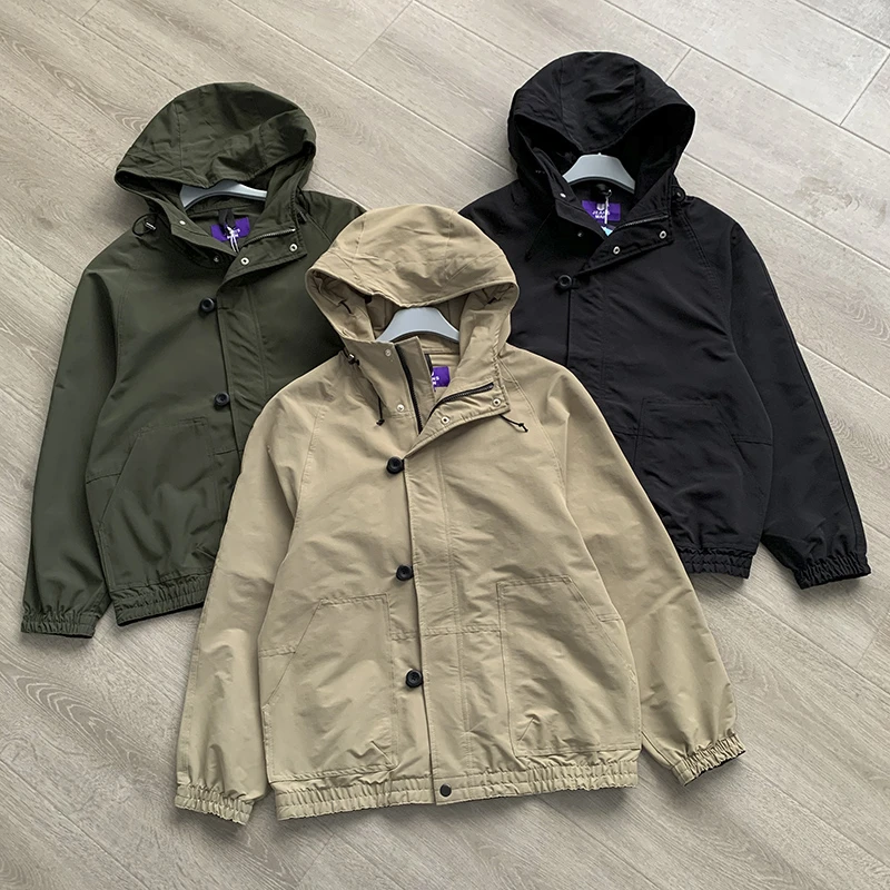 8131男款纽扣连帽夹克外套男士户外宽松休闲上衣情侣春秋百搭