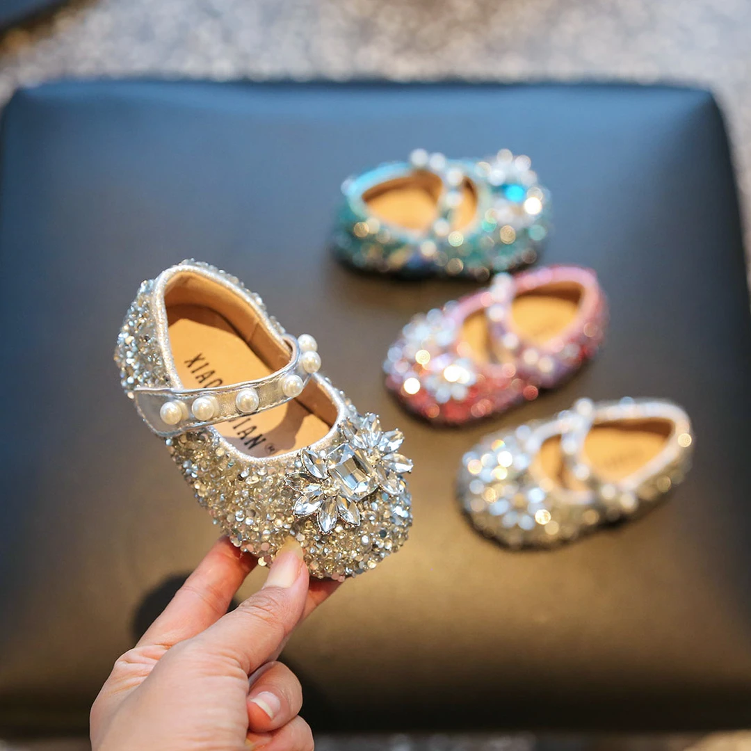 婴幼儿学步鞋软底防滑春季0一1岁小宝宝公主鞋洋气女小童水晶鞋子