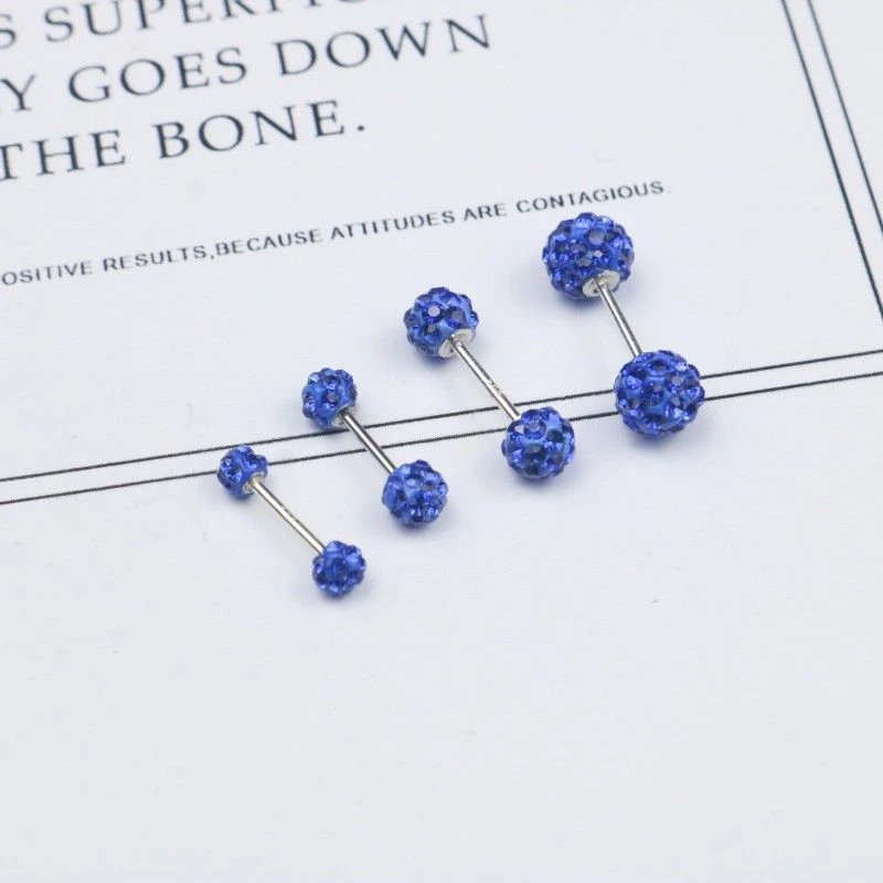 合金耳饰 蓝色满钻耳饰 925银  转运 五谷丰登