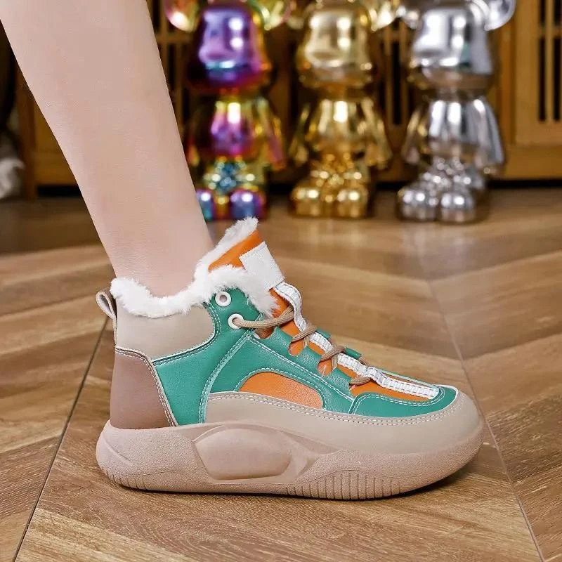 大码女鞋脚宽胖妹34-43 冬加绒保暖棉鞋41高帮休闲鞋防yy