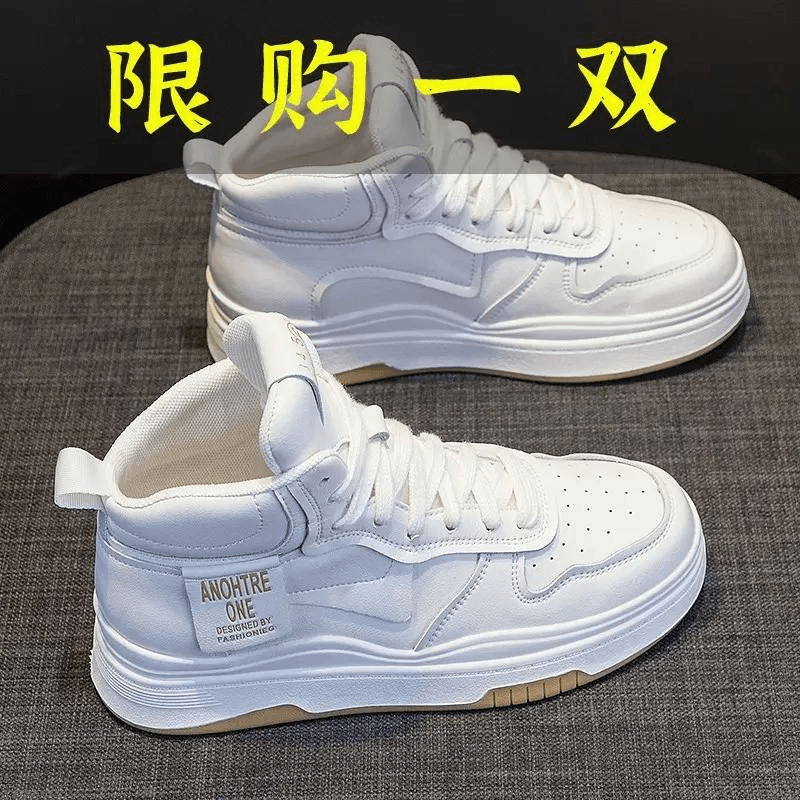 头层牛皮韩版高帮休闲百搭小白鞋女2023年秋冬季加绒运