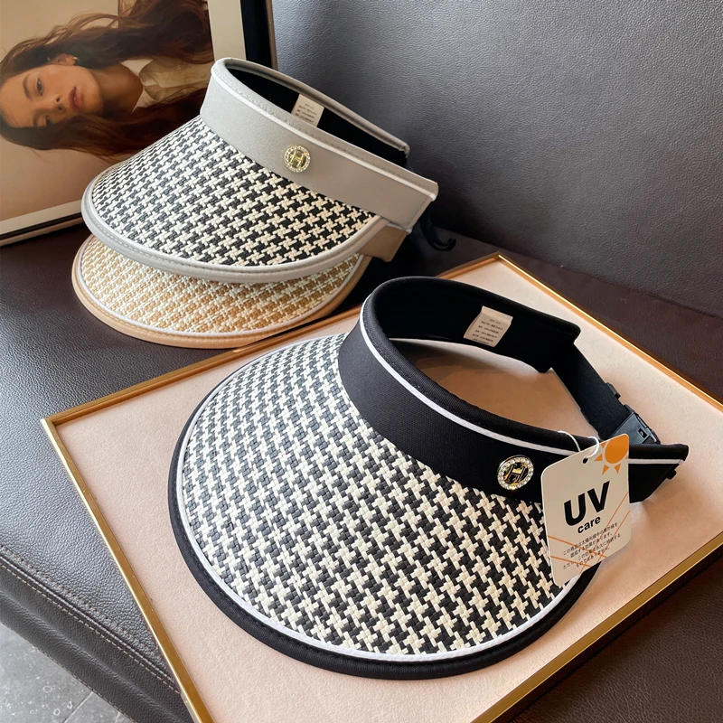 福利品空顶防晒帽子女新款防紫外线草帽户外遮阳帽字母太阳帽时尚