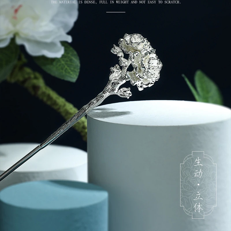 十二花神925银发簪新中式簪子高级感简约发钗盘发汉服铜合金发饰