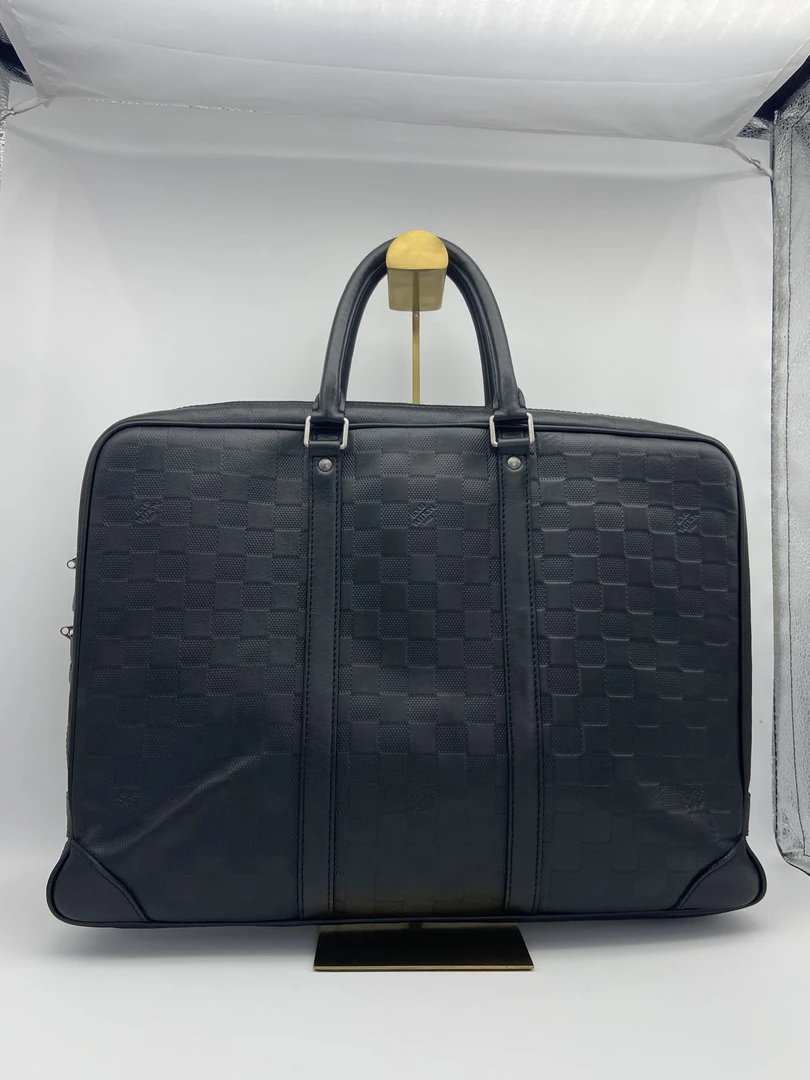 95新 LouisVuitton/路易威登 公文包黑色格纹大号手提包41cm/A506