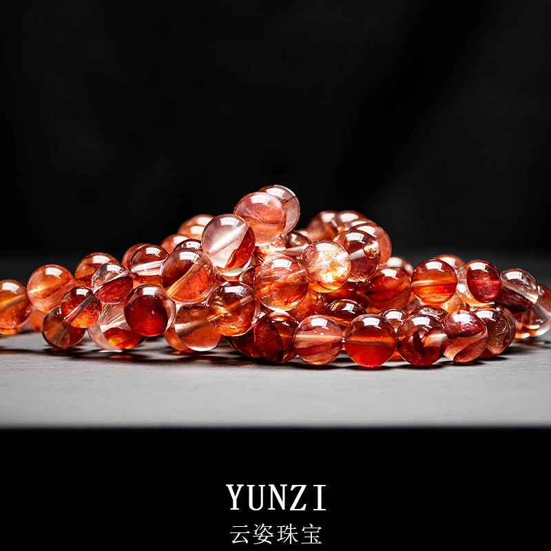 天然大花瓣橙红胶花异象水晶手串 尺寸可选 产品多样性发一
