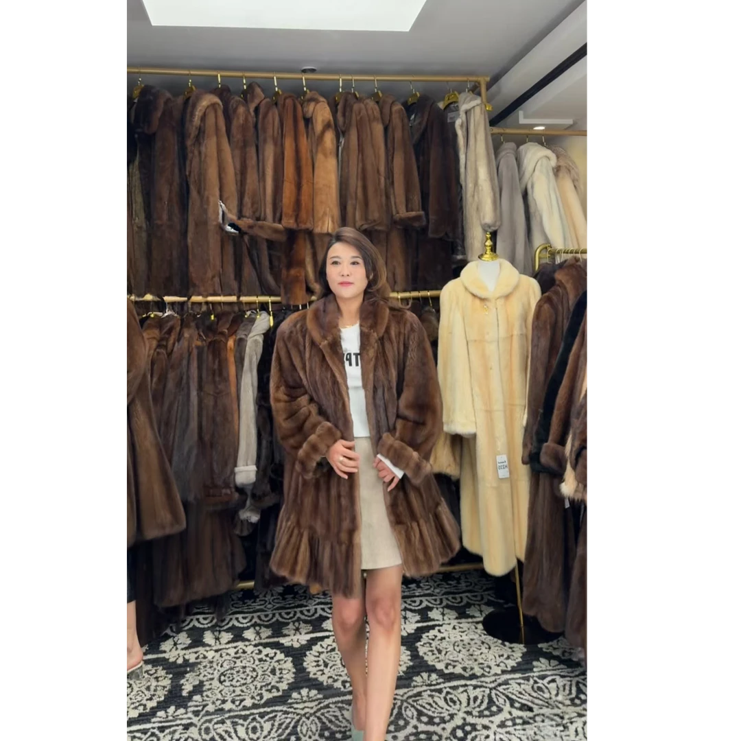 H522-3500 貂皮大衣 衣长90  胸围110 中古皮草