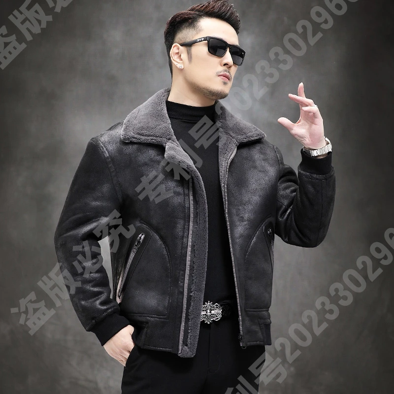 两面穿机车服外套夹克冬季时尚潮流男士时尚保暖百搭JM7002B