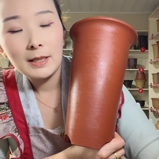 紫砂花盆微瑕特价桶盆红色