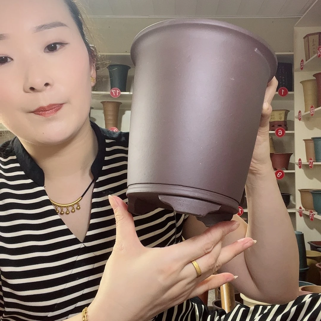 紫砂花盆微瑕小盆紫色两个