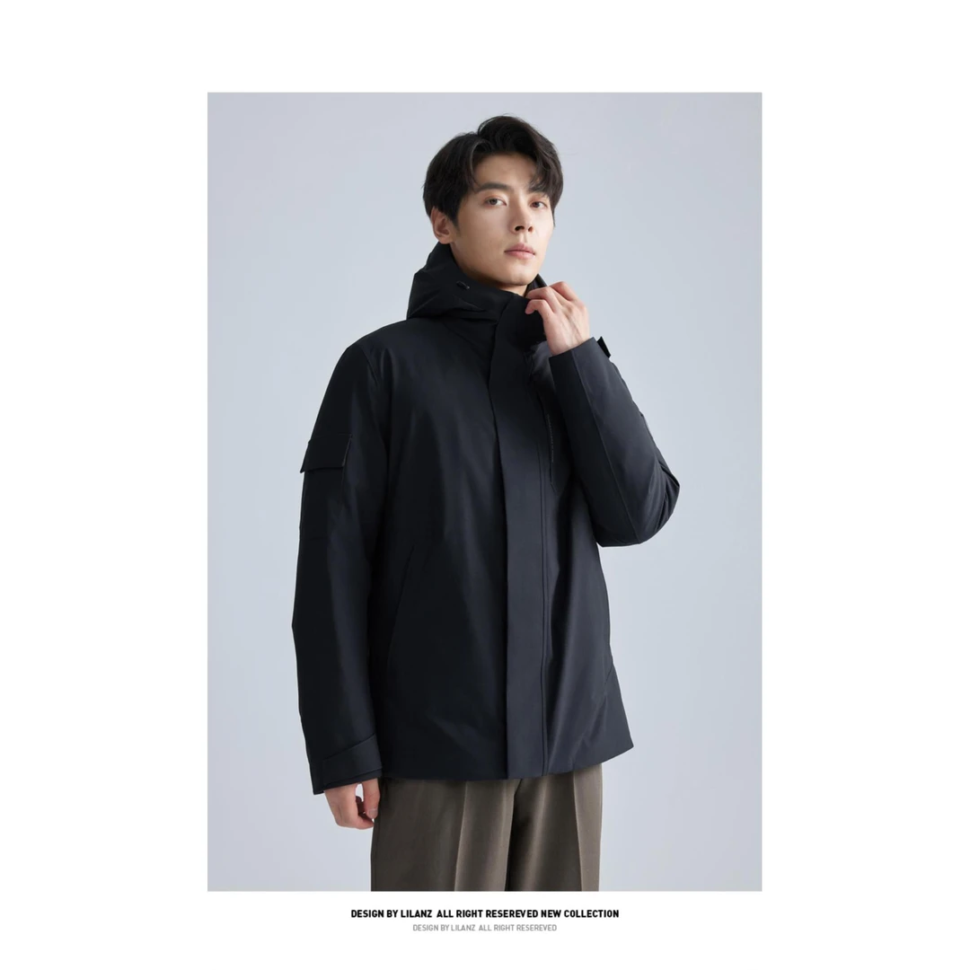 【冲锋三防羽绒】Lilanz/利郎中长款风衣羽绒户外连帽 (A4DRF006)