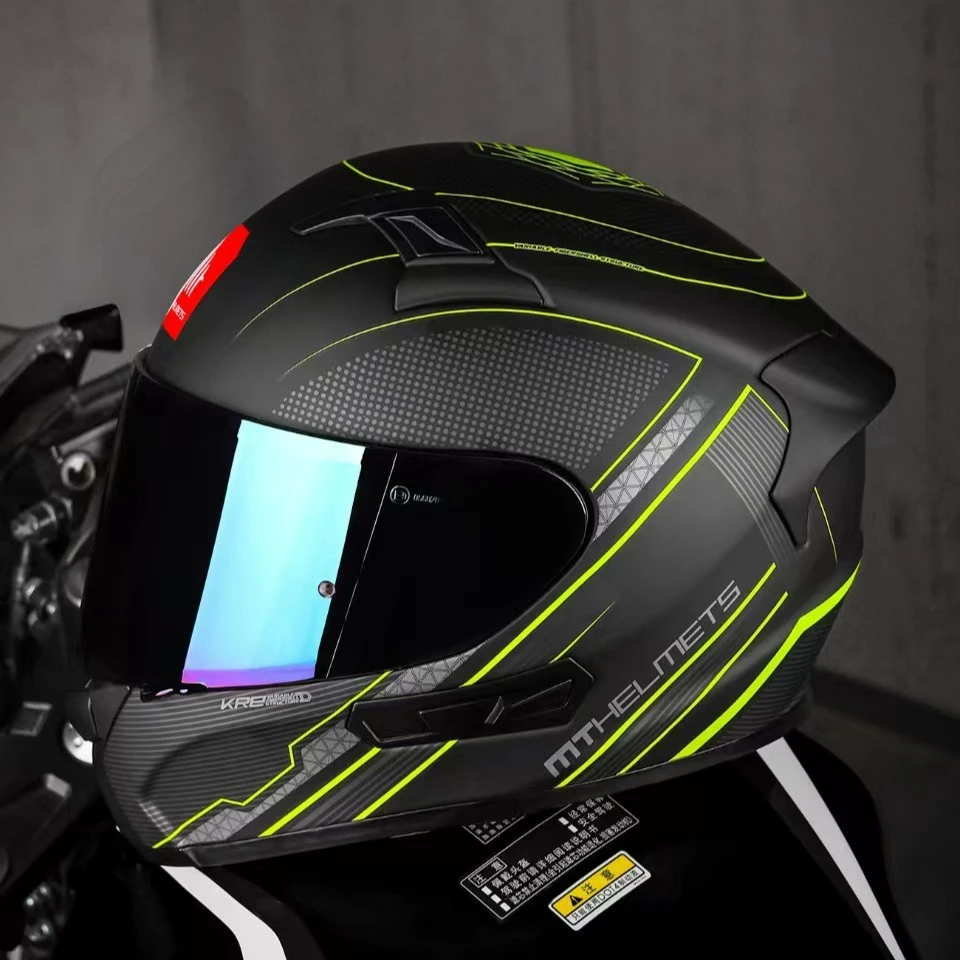 MT头盔玻璃钢纤维摩托车全盔轻男女士夏季机车赛车双镜头盔四季