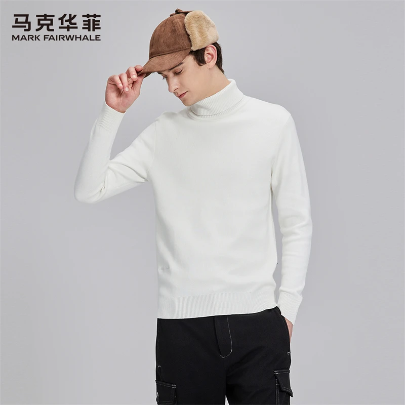 【弹力丝】马克华菲刺绣高领毛衣2024秋季新款时尚保暖打底针织衫男