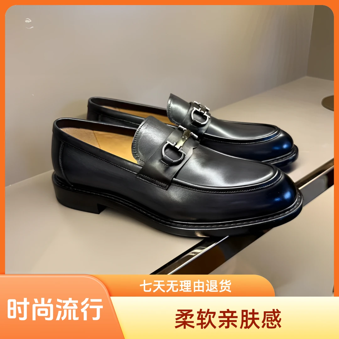 BAERMAN  菲拉马前扣乐福鞋手工皮鞋