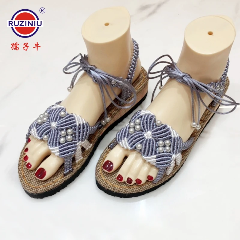 漂亮！夏季凉鞋材料包编织《浪漫水仙》不是成品中国结线DIY手工