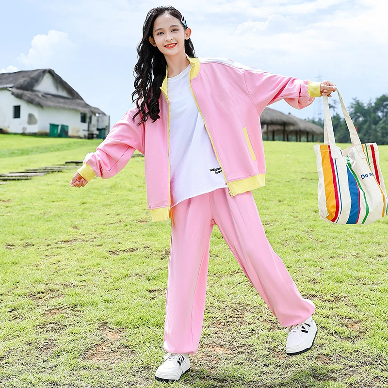 女童套装秋装2024新款洋气儿童多巴胺时髦春秋女孩运动服两件套潮