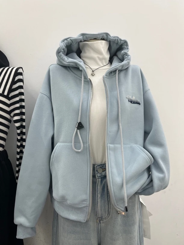 外套女2024新款爆款秋冬连帽卫衣冬款款宽松显瘦今年流行拉链开衫