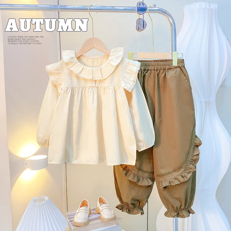 女童两件套秋装长袖娃娃领中大童小女孩新款休闲春秋款洋气潮套装