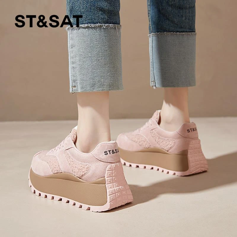 星期六老爹鞋女2024冬季新款女鞋防滑加绒加厚保暖德训鞋棉鞋